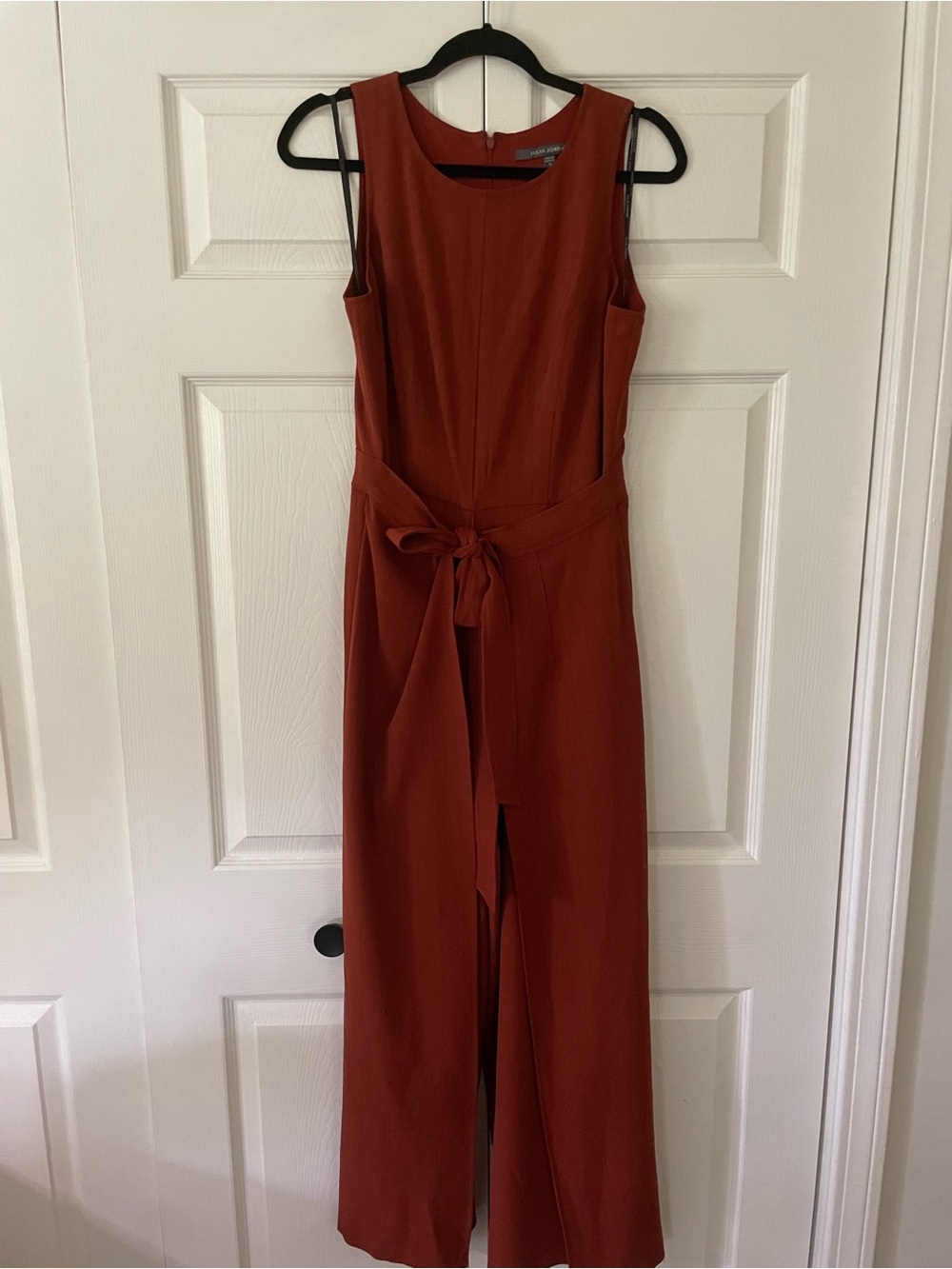 julia jordan Rust Sleeveless Tie-Waist Jumpsuit